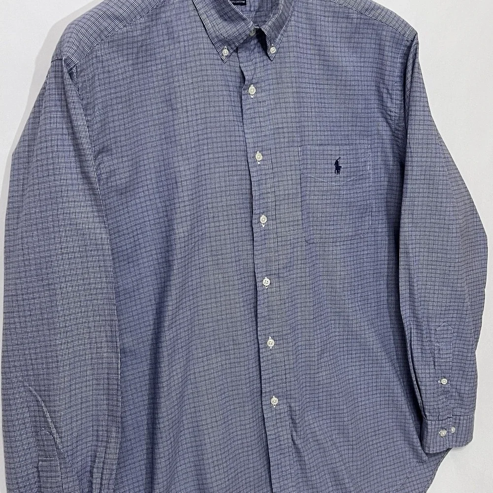 Polo Ralph Lauren Yarmouth Oxford Button Long Sleeve Check Blue Shirt 17.5 36/37